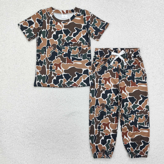 short sleeve camo pants set boy