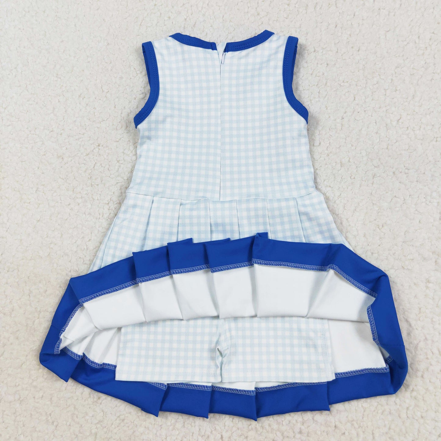 sports blue plaid athletic pleated dress
