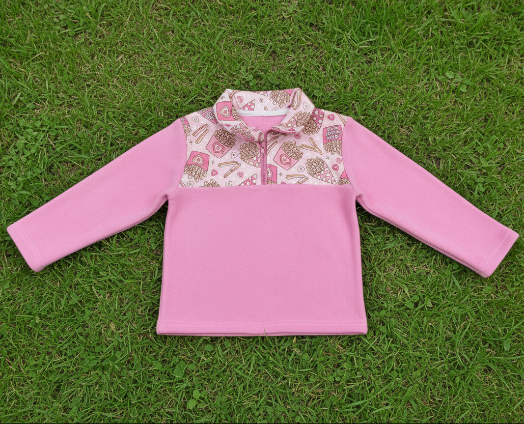 fries before you guys pink zip fleece pullover