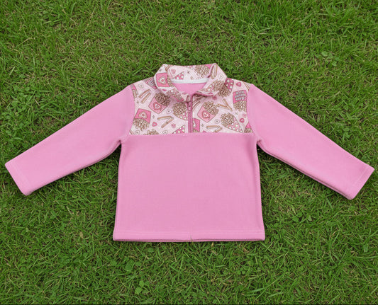fries before you guys pink zip fleece pullover