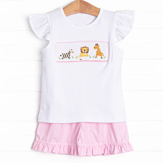 Split-CLOSE 25th April zoo animal shorts set