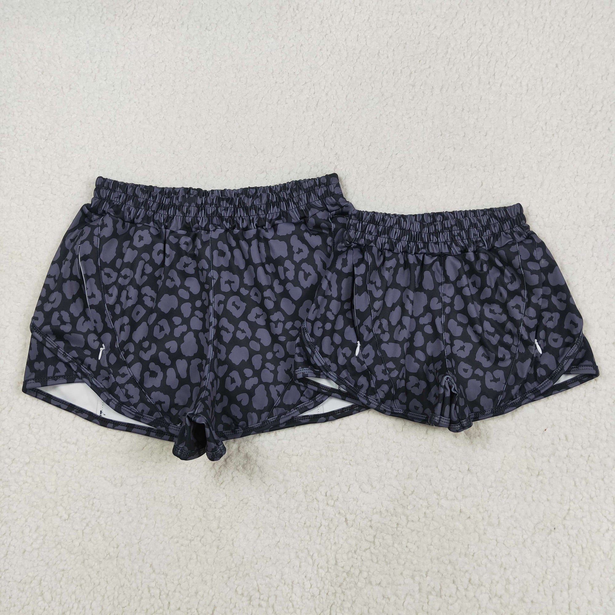 gray leopard athletic woman shorts