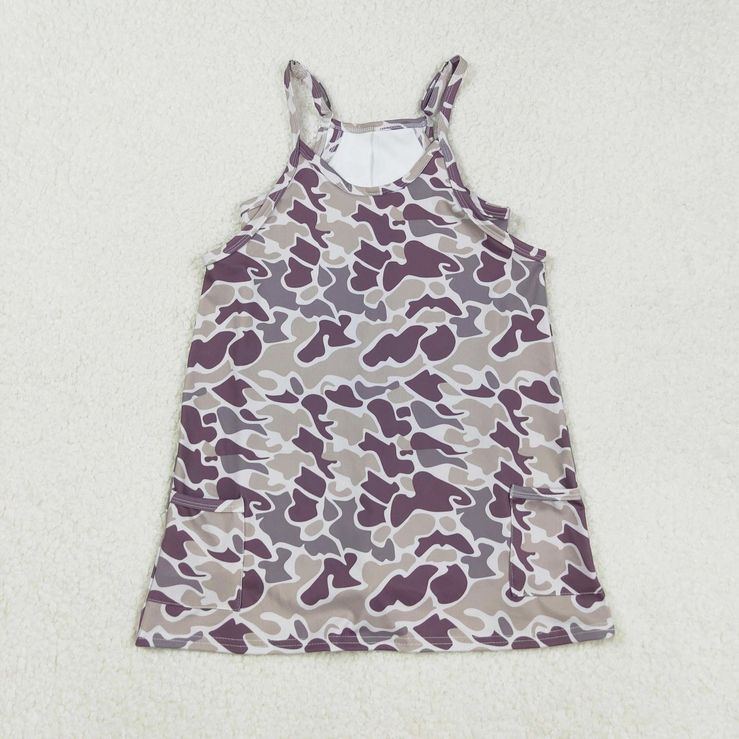 girl camo athletic suspender dress