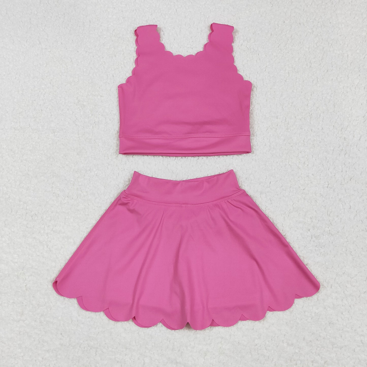 solid pink athletic dress yoga set