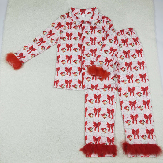 mommy and me adult women santa button pajama set
