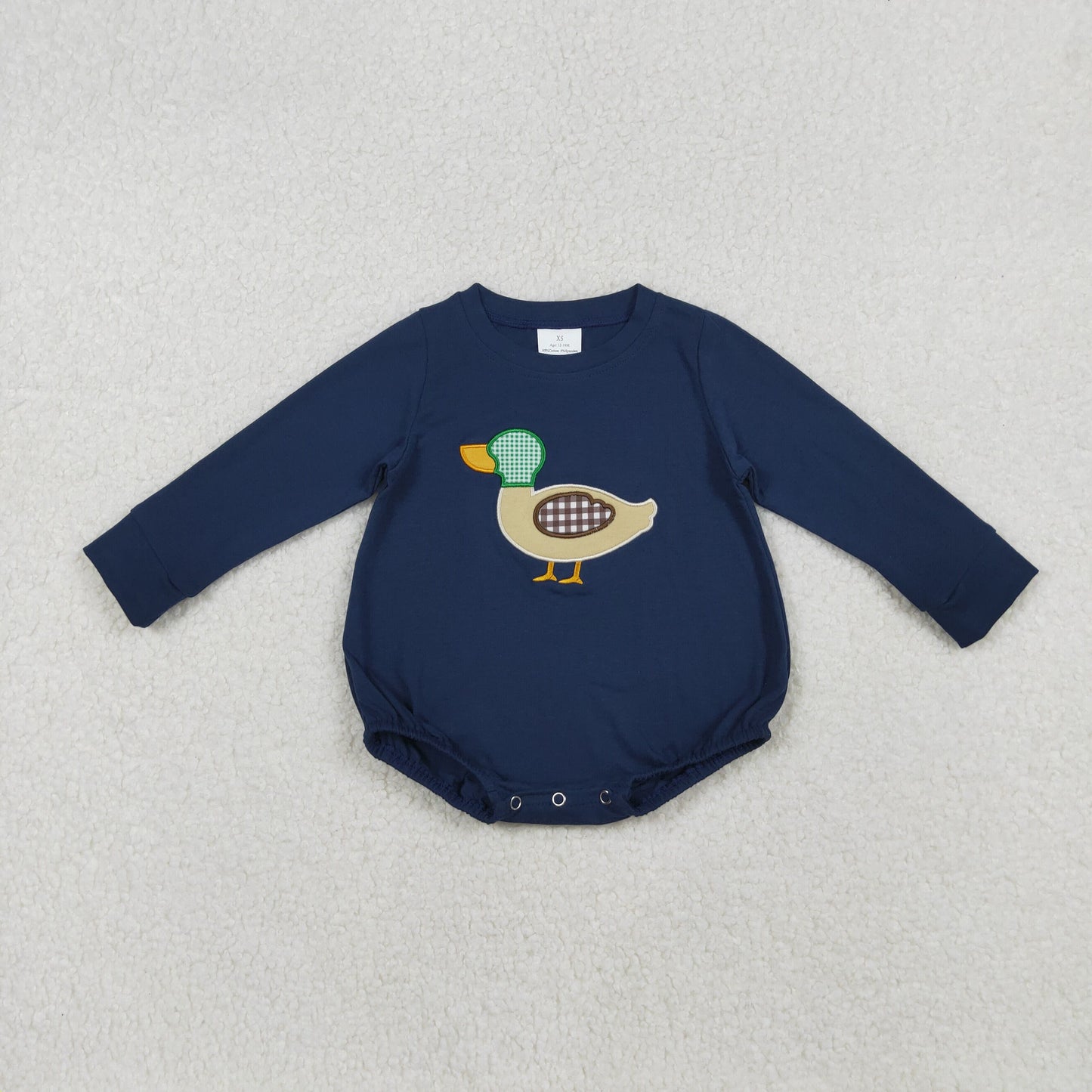navy duck embroidery baby boy romper