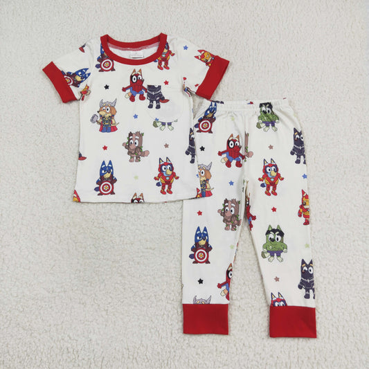 baby boy short sleeve blu*y print pajama set