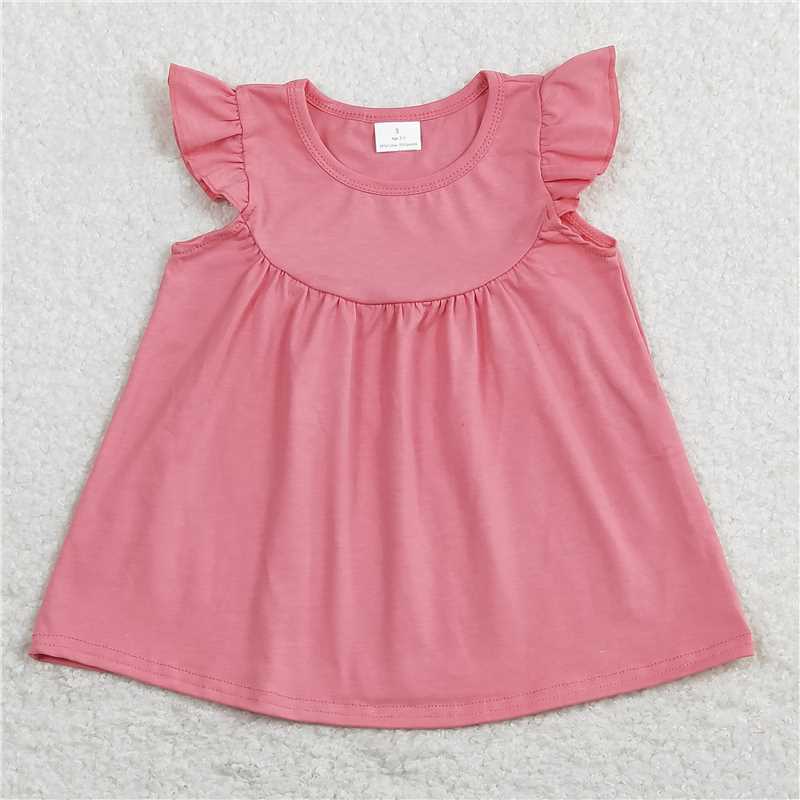 baby girl clothes cotton solid pink flutter top