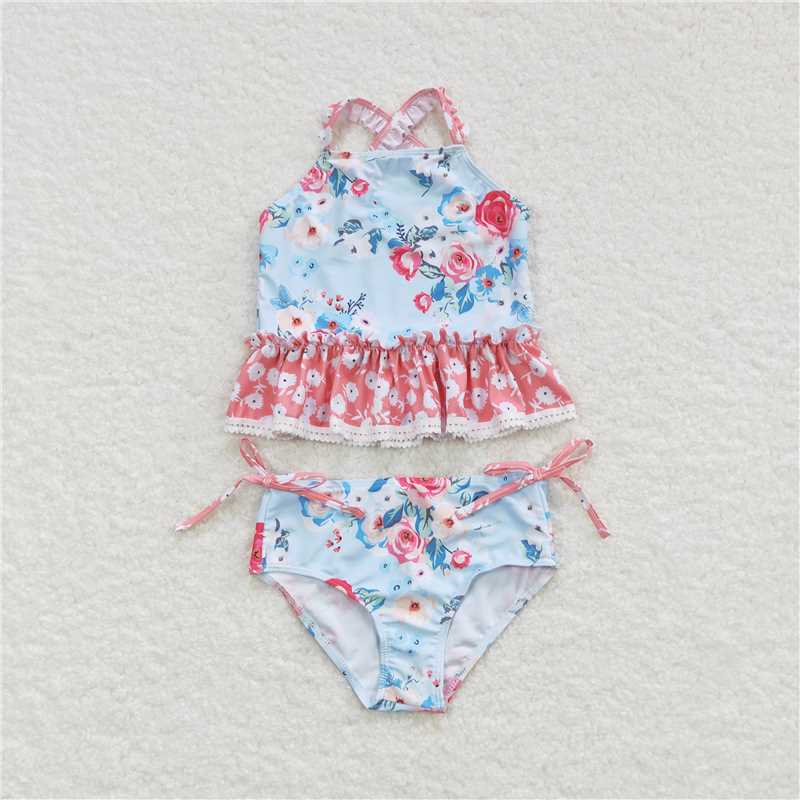 girl floral two piece swimsuit tankini swimwear