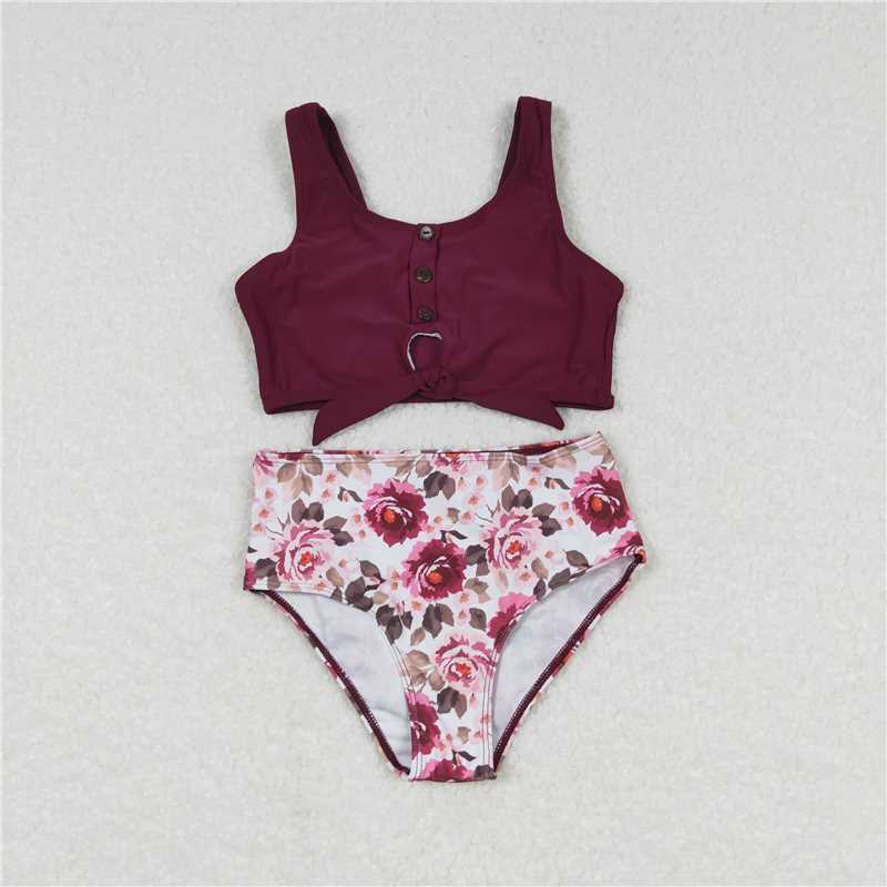 girl floral two piece swimsuit tankini swimwear