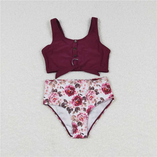 girl floral two piece swimsuit tankini swimwear