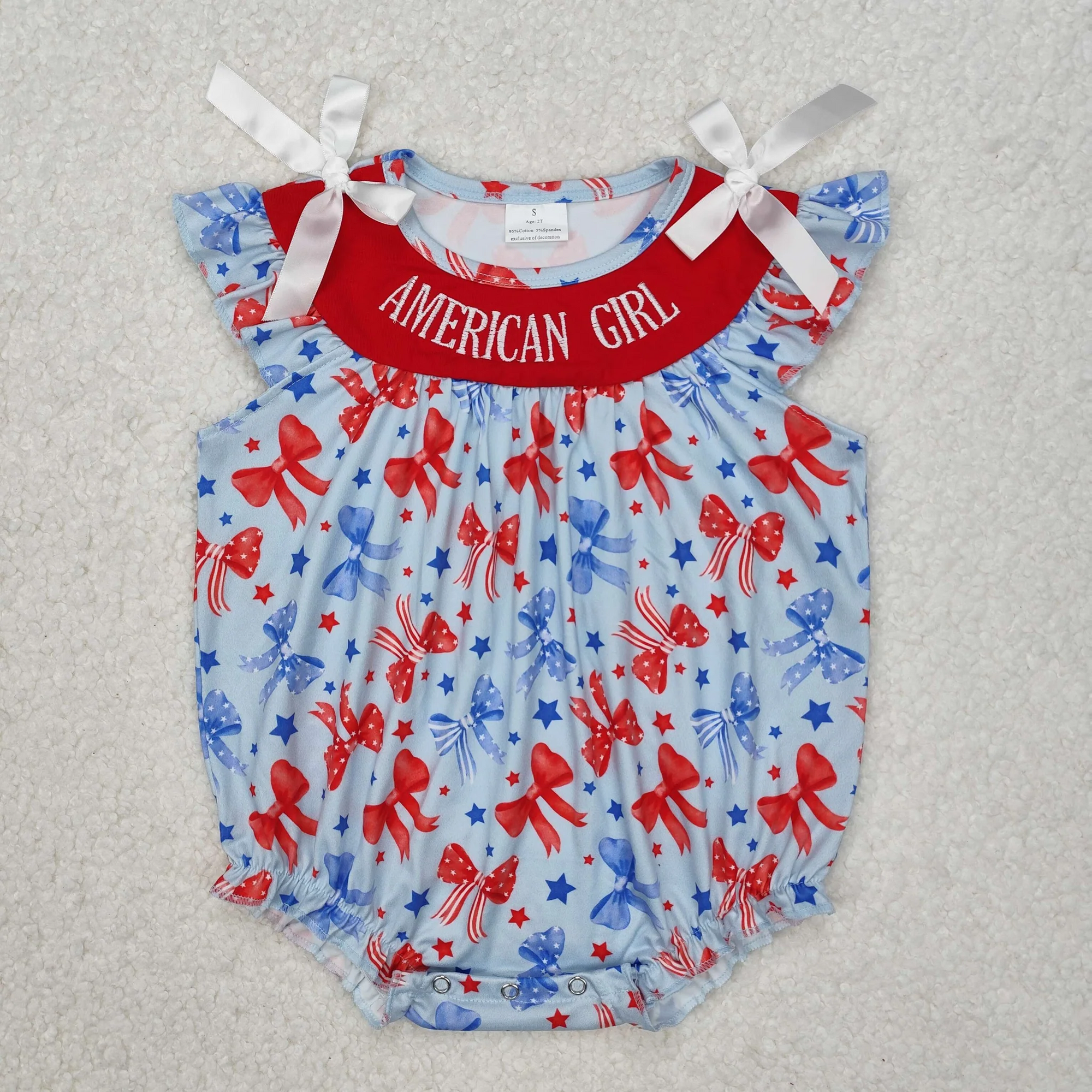 SR2589 USA Warehouse Embroidery American Girl Bow Bubble