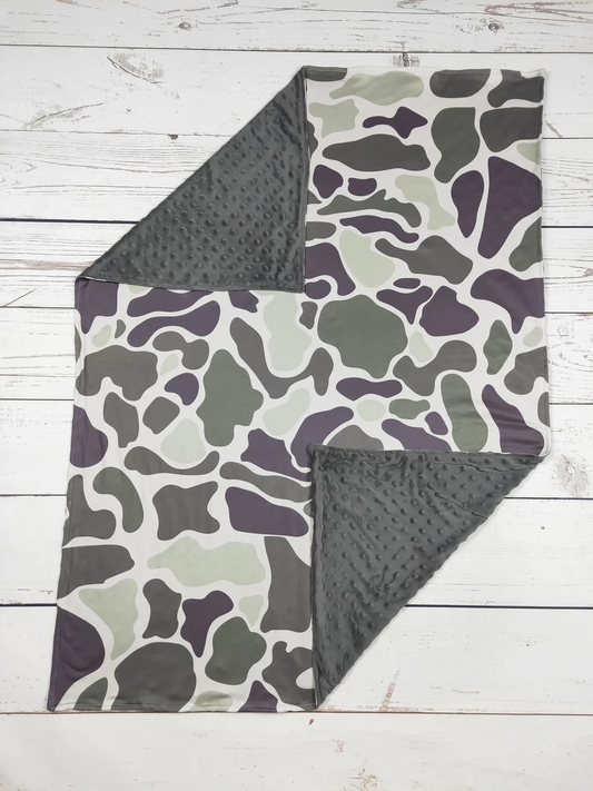 kids camo print minky blanket