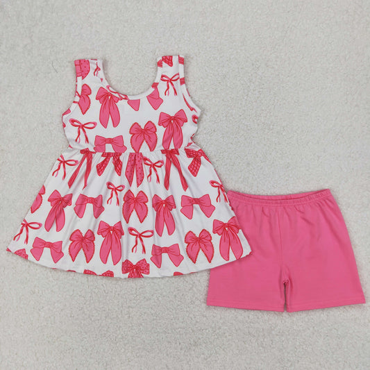 pink bow tank top shorts set