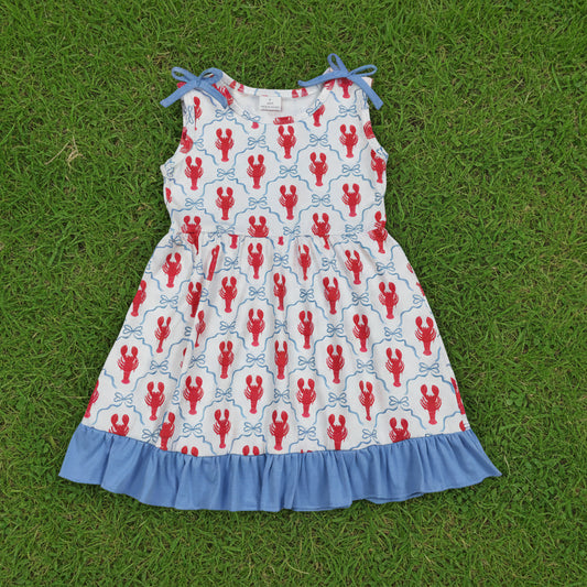 crawfish print sleeveless ruffle twirl dress