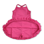 hot pink strap ruffle baby girls summer active wear athletic dress