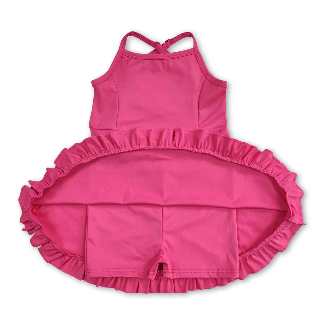 hot pink strap ruffle baby girls summer active wear athletic dress