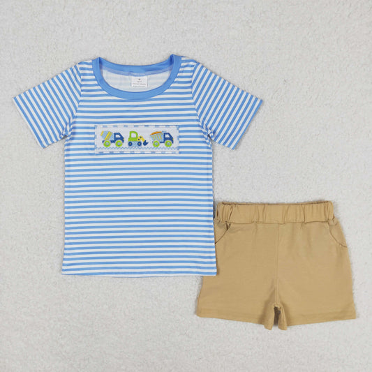 constructions embroidery boys shorts set