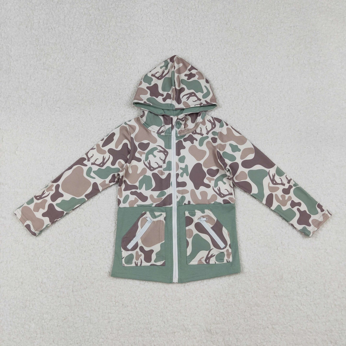 buck camo zipper hoodie with pocket