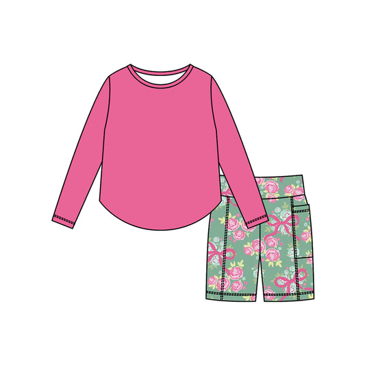 MOQ 5 One Style TAT 6-7 weeks long sleeved shirt floral shorts set