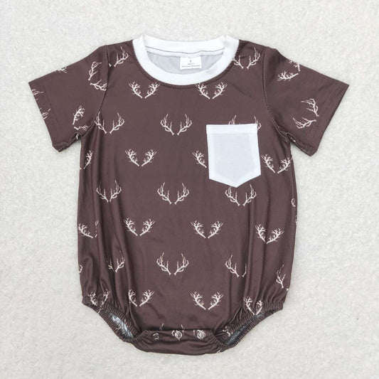 brown shorts sleeve deer print boys bubble