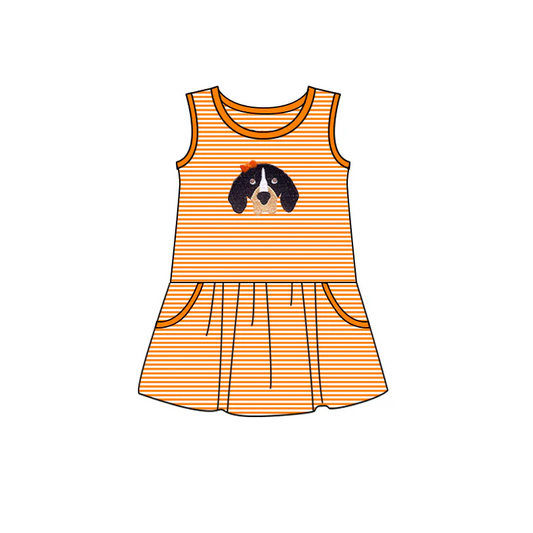 Custom order sleeveless stripe dog girls team dresses