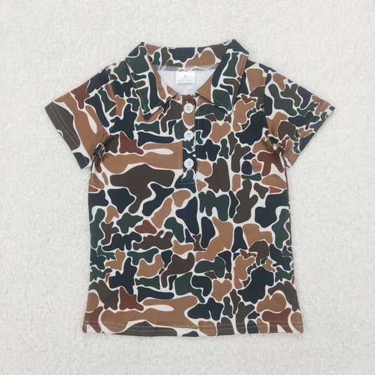 camo polo button t-shirt boys top