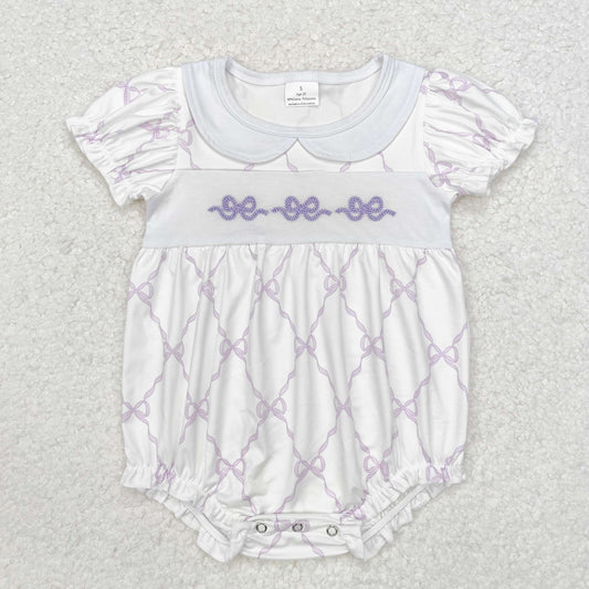 short sleeve purple coquette embroidered bubble baby clothes