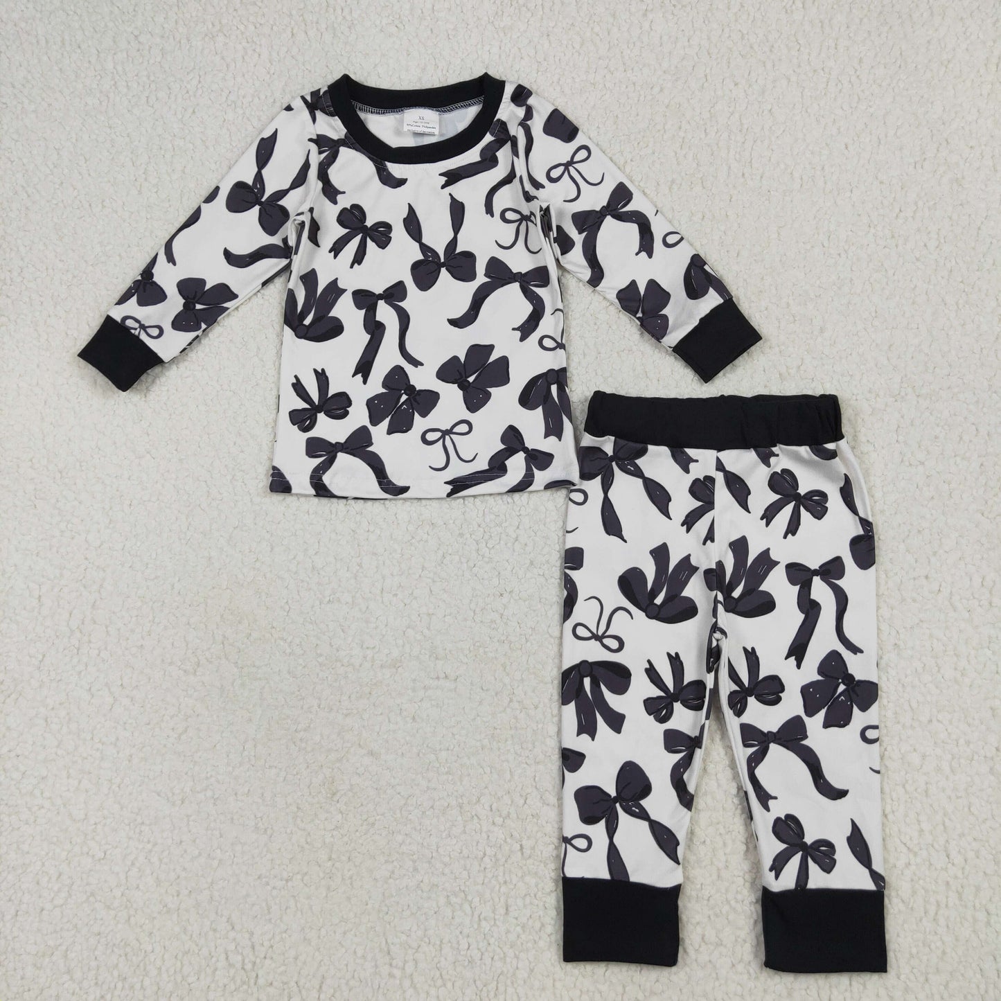 black bow print two pieces lounge set