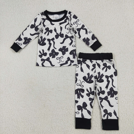 black bow print two pieces lounge set