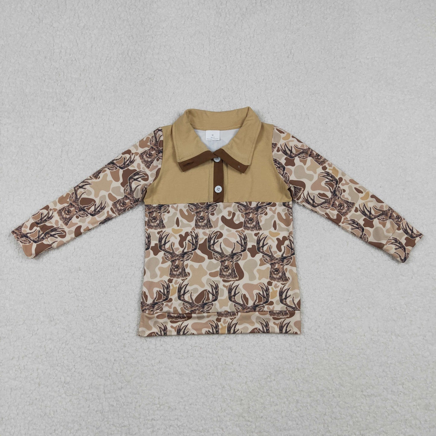 camo deer hunter button up pullover shirt baby boy top
