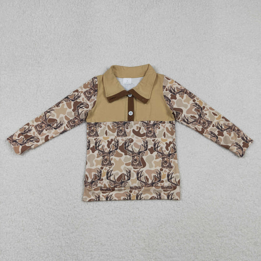 camo deer hunter button up pullover shirt baby boy top