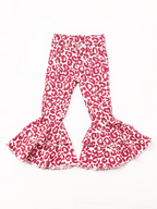 pink loepard denim double flare bell bottom jeans