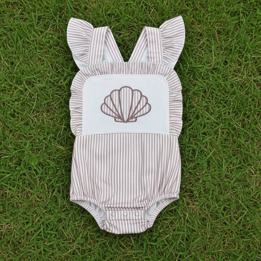 stripes shell embroidery cross back bubble