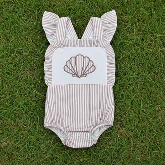 stripes shell embroidery cross back bubble