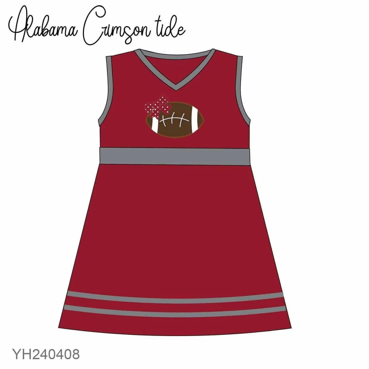 Split-CLOSE 26th Aug little girl football dress maroon