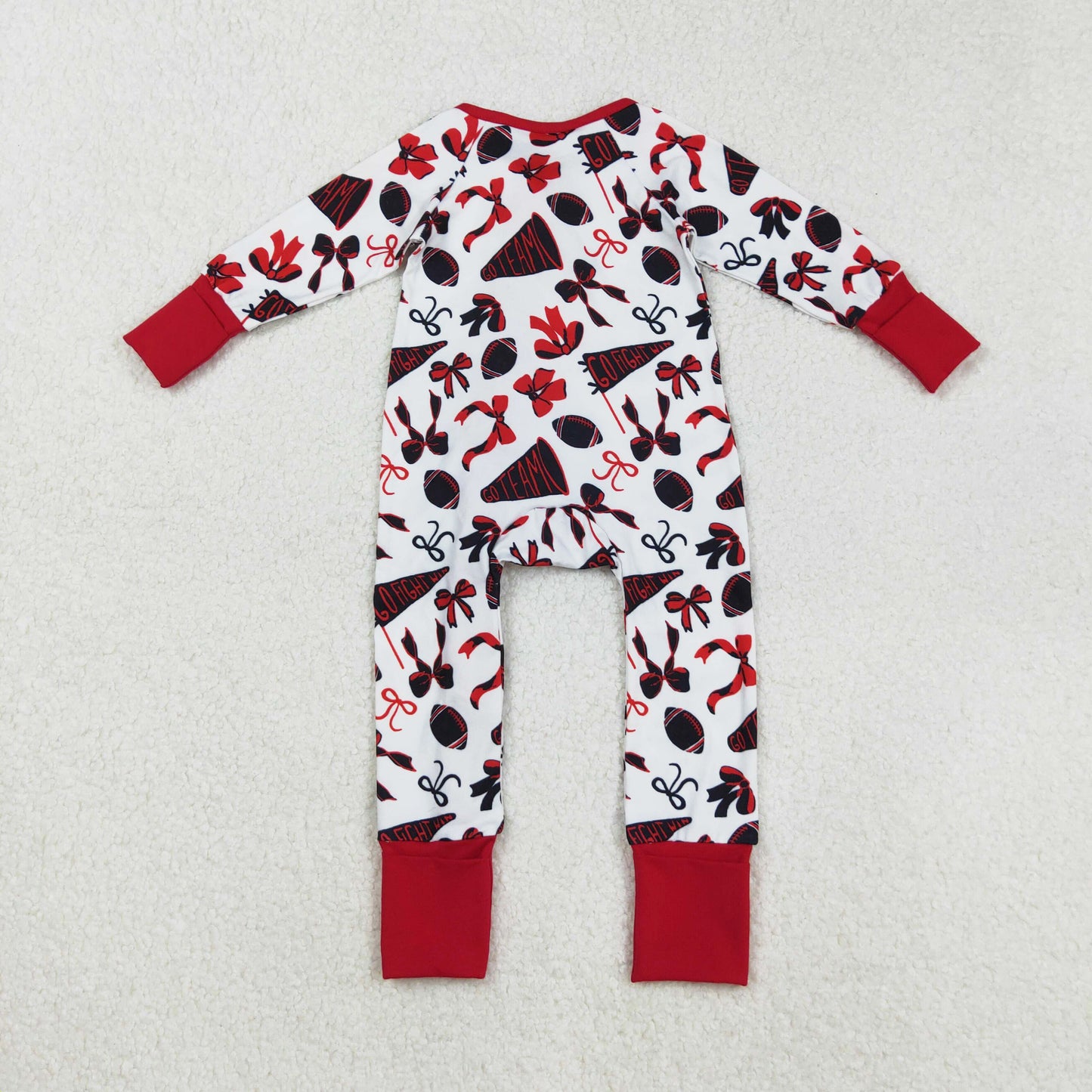 red go team football ruffle zipper sleeper