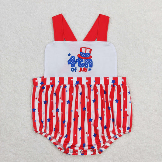 baby patriotic stripe star cross back bubble