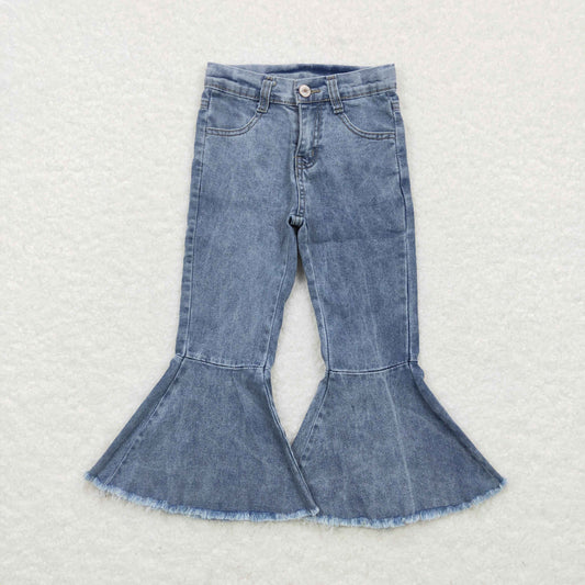 light blue bell jeans girls denim pants with pocket