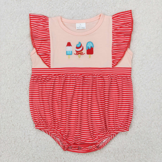 red stripes popsicle embroidered bubbles girl