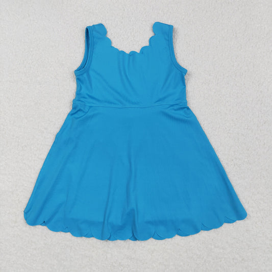 solid blue athletic yoga dress