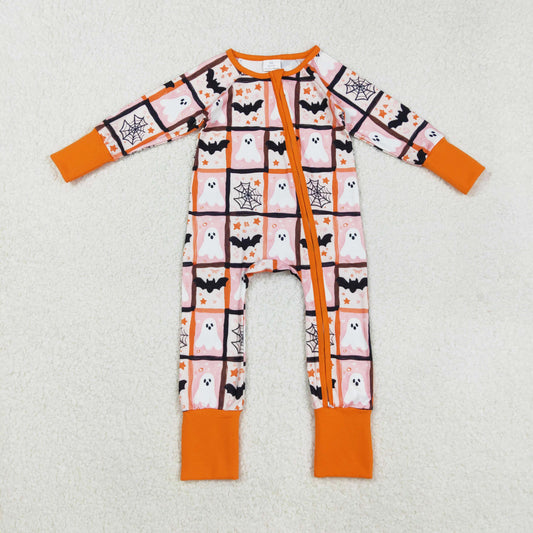 ghost bat spiderwebs Halloween spooky zip sleeper pajama