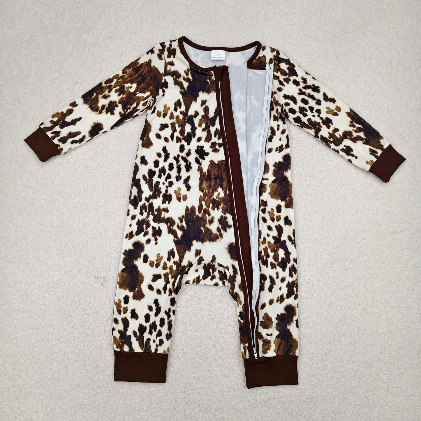 long sleeve cow print zip sleeper