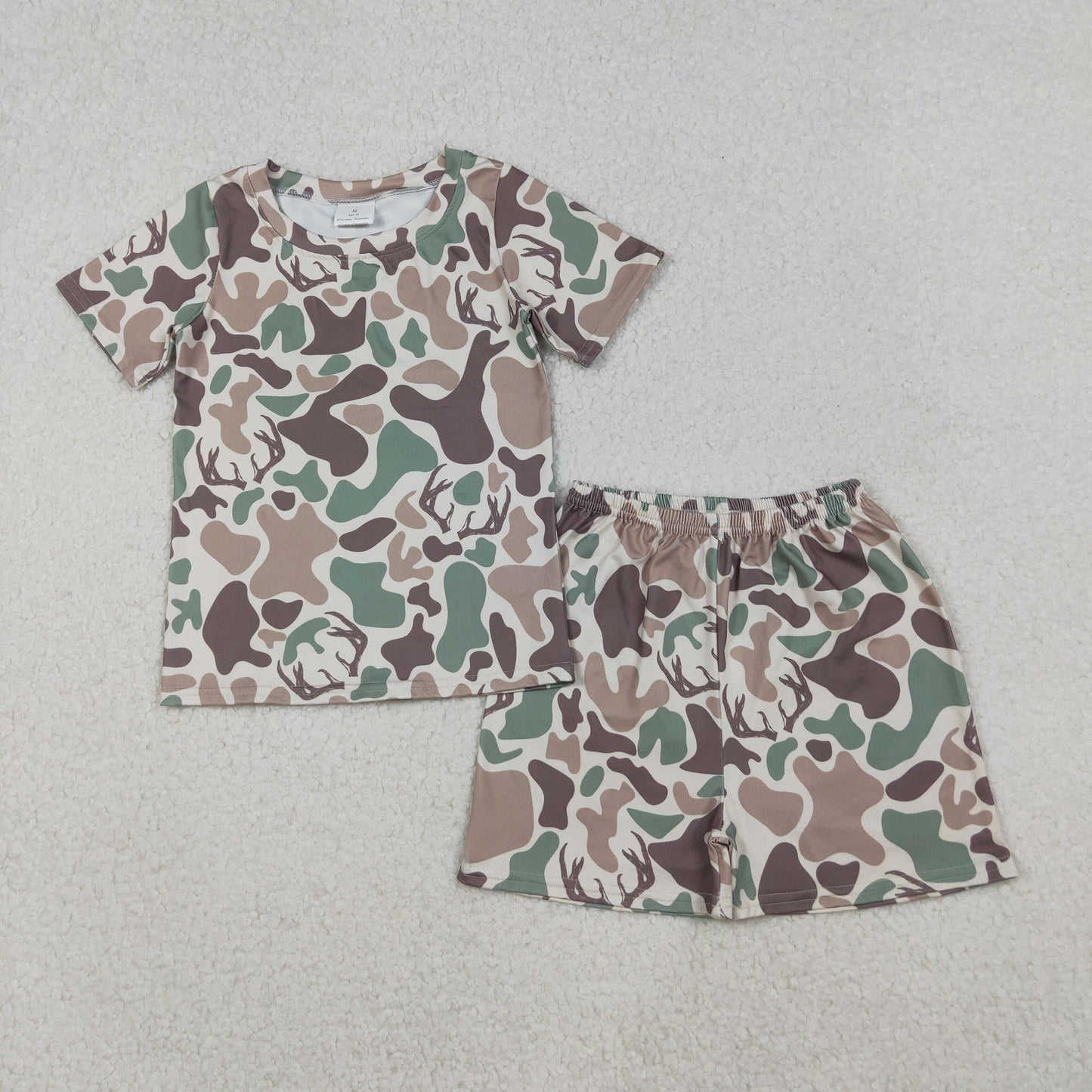 buck camo unisex child shorts set