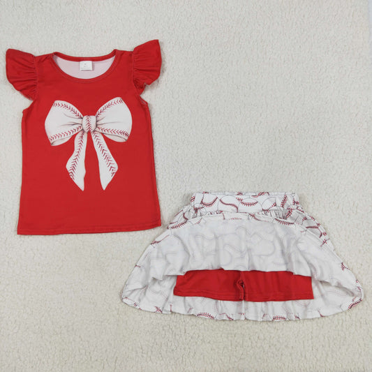 baseball coquette print skort 2pc set