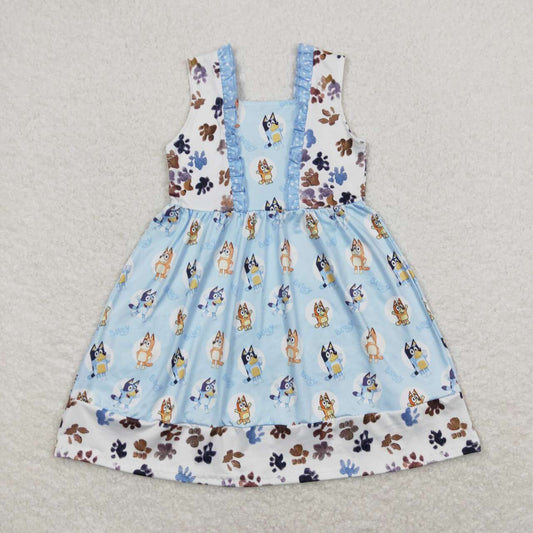 baby girl clothing sleeveless blue dog dress