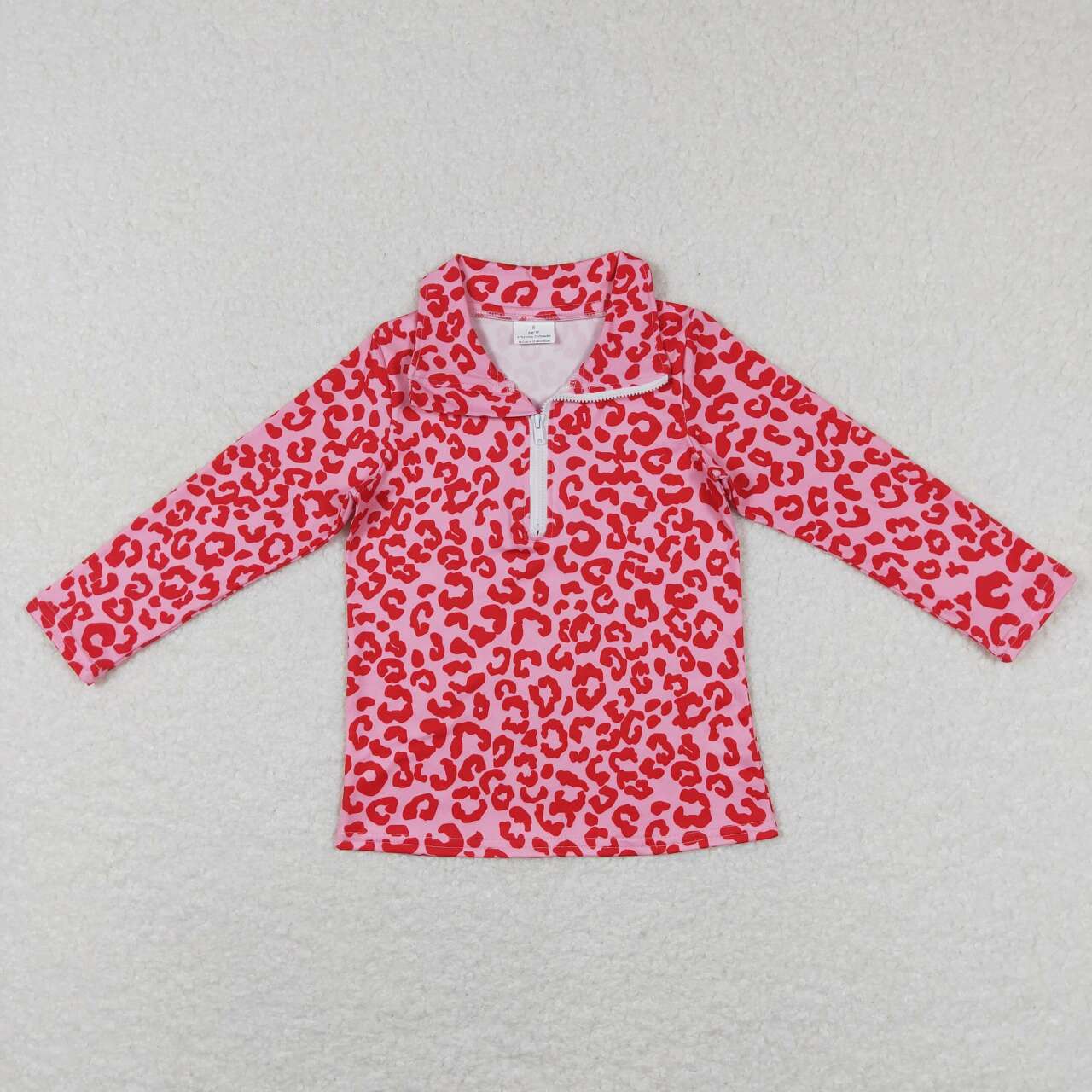 red leopard zip pullover top girls clothing