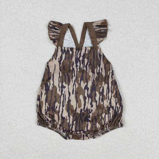 cross back camo ruffle back bubble