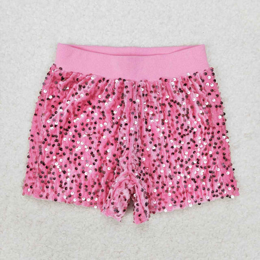 pink sequins shorts for girl