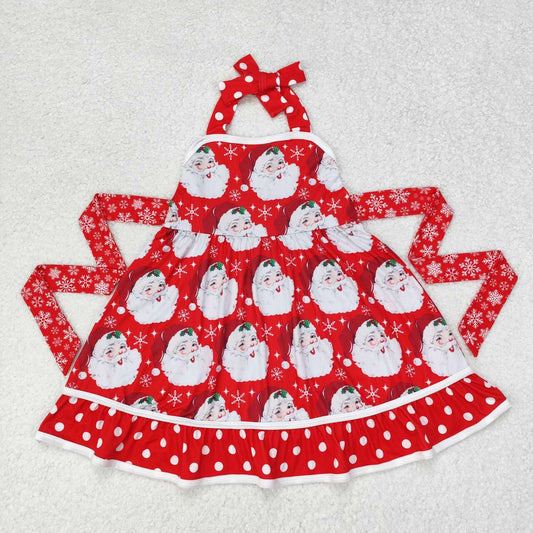 red santa print halt twirl dress